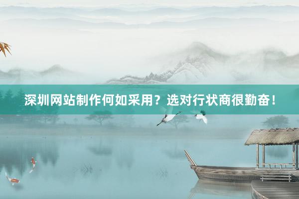 深圳网站制作何如采用？选对行状商很勤奋！