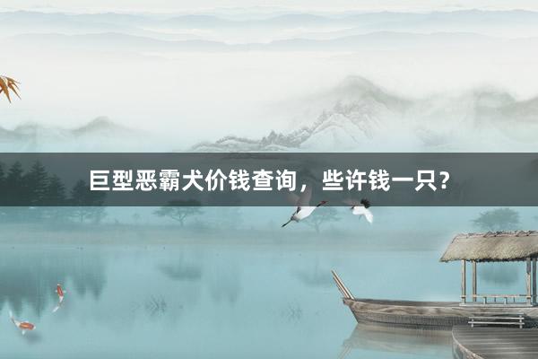 巨型恶霸犬价钱查询，些许钱一只？